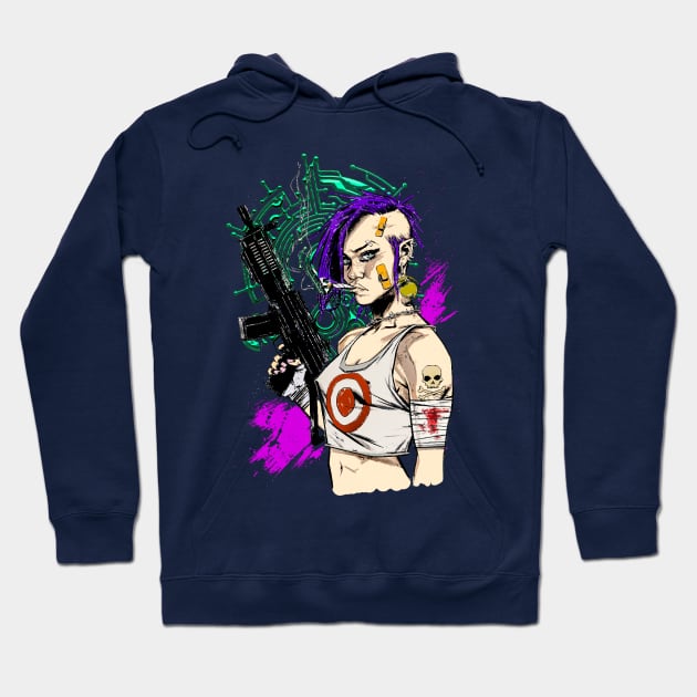 Cyberpunk girl Hoodie by AmurArt